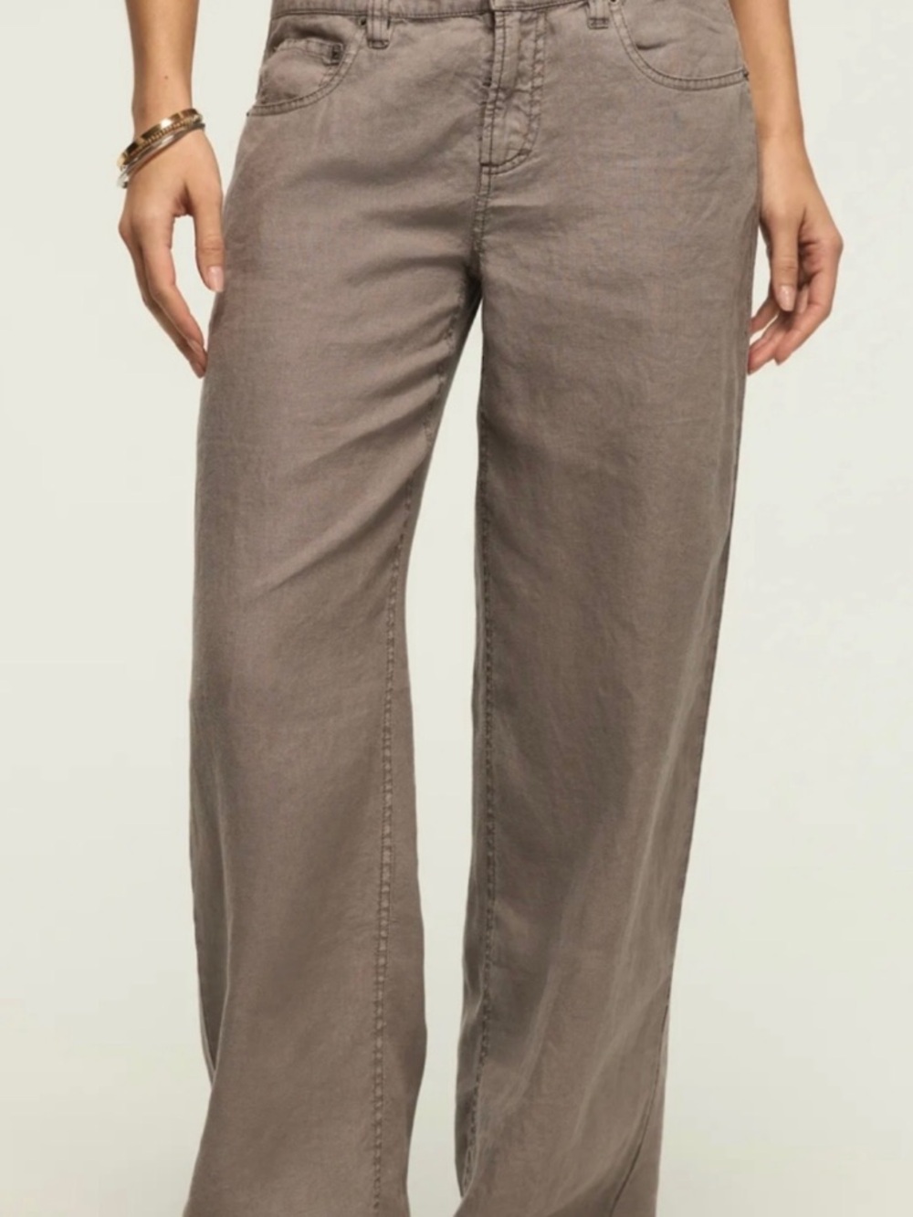 Lucky Size 8 Grey Jeans Style Natural Baggy Linen Wide Leg Pant